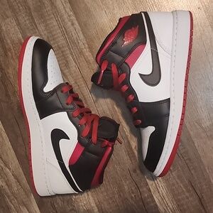 Jordan Kids' Black White Red High-Top Sneakers